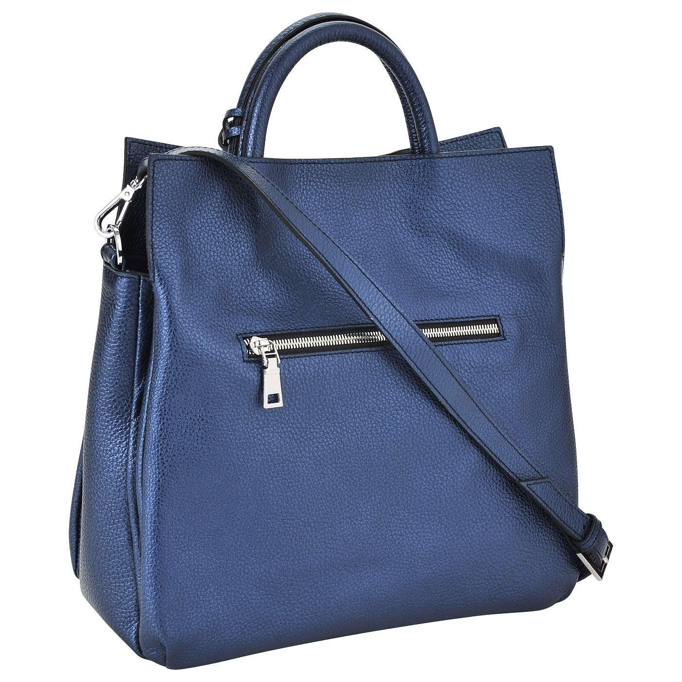 Женская сумка из металлизированной синей кожи Chatte 