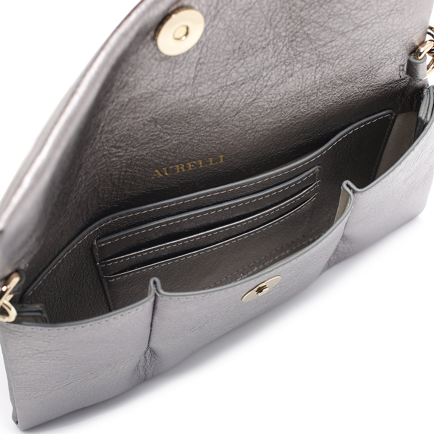 Кожаный клатч с цепочкой Aurelli Soft