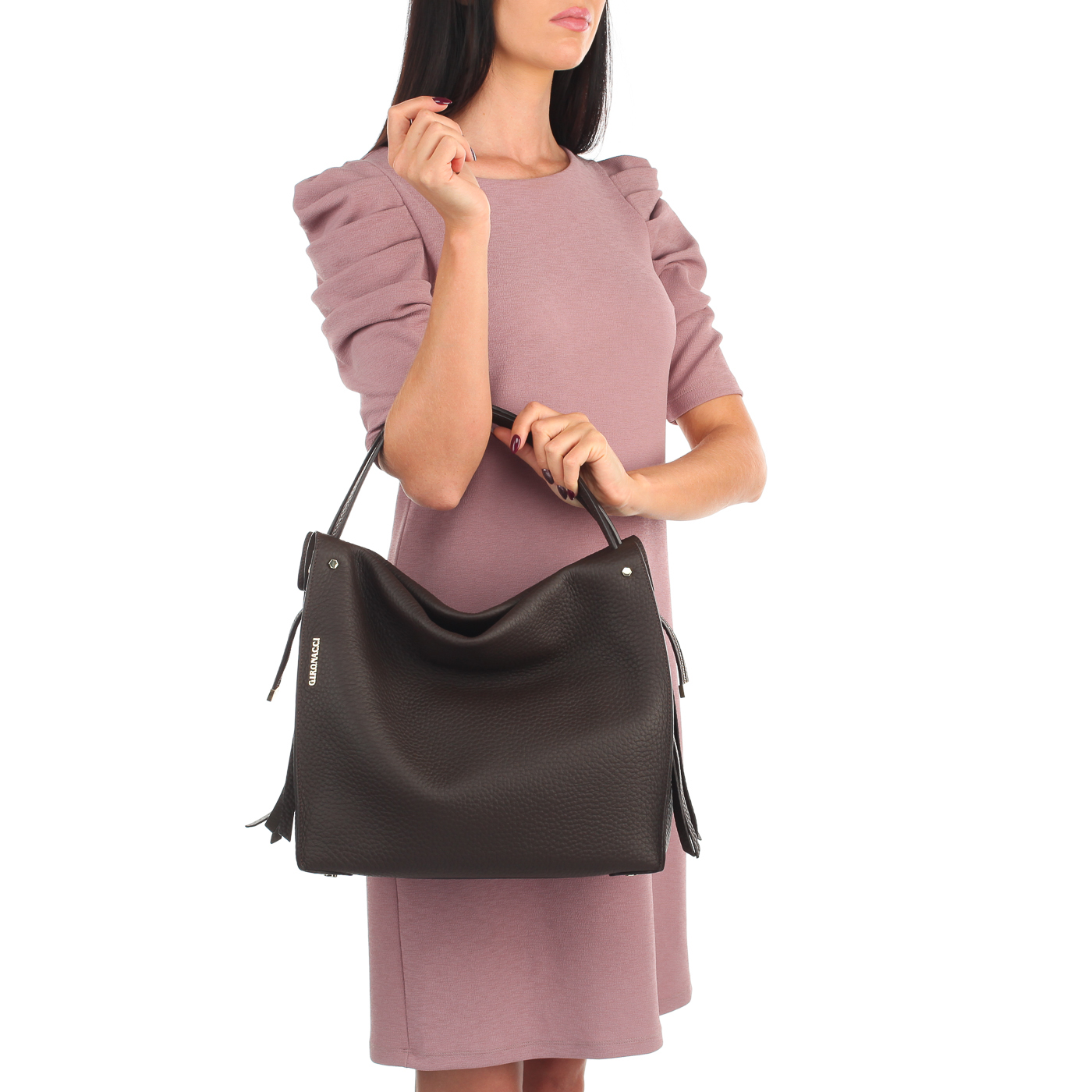 Сумка-хобо из коричневой кожи Gironacci 