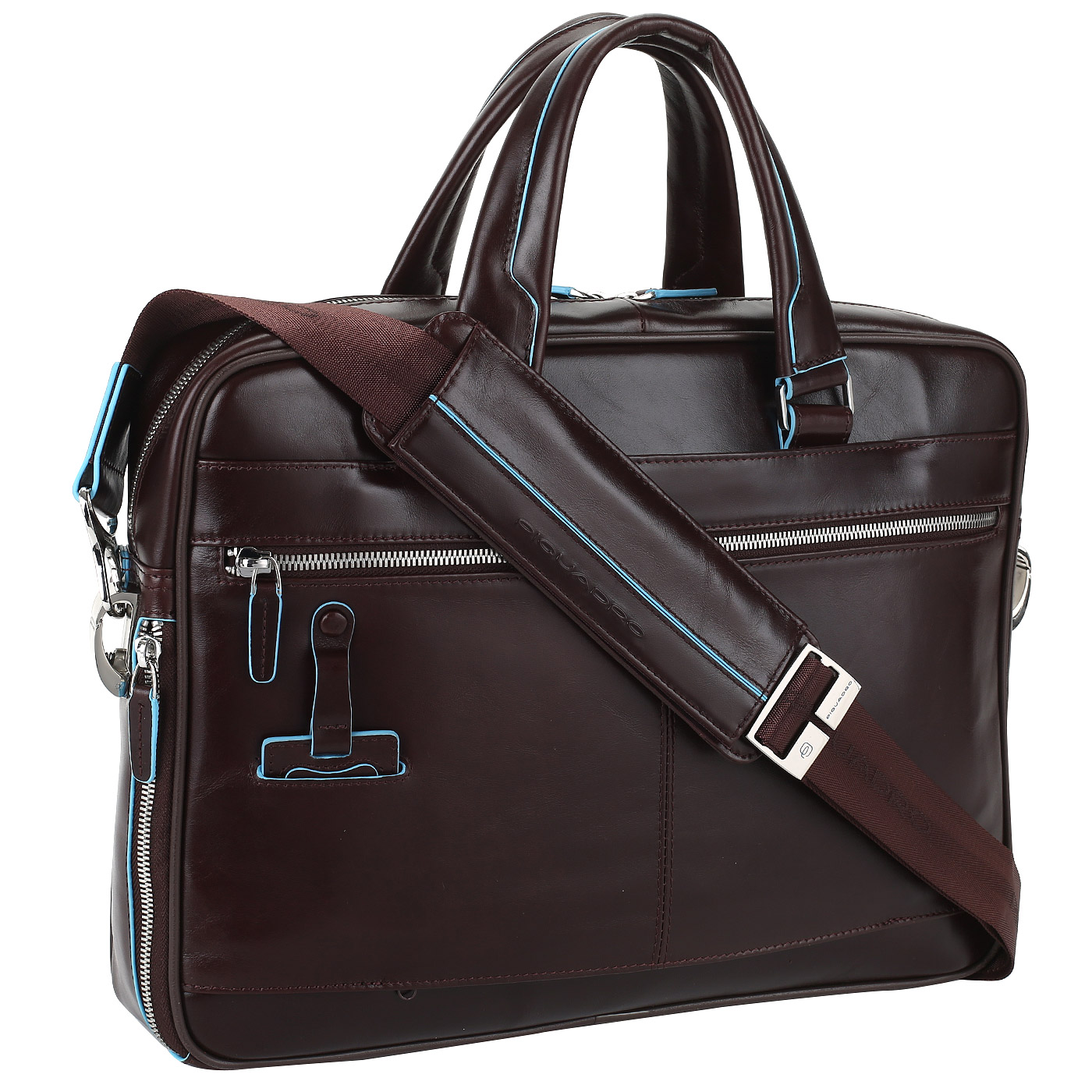 Деловая кожаная сумка с отделением для ноутбука Piquadro Blue square