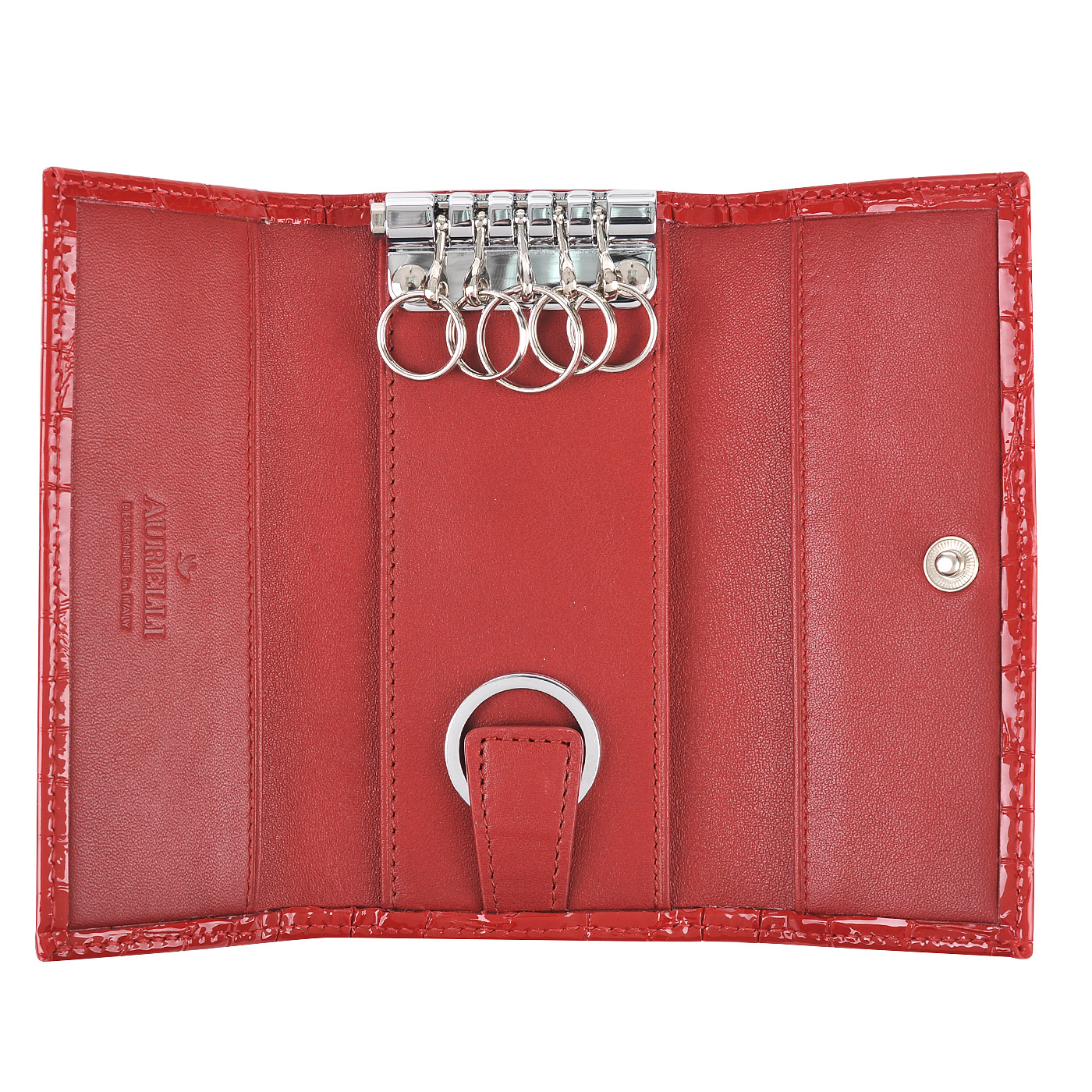 Красная ключница с отделкой под крокодиловую кожу Aurelli Divine