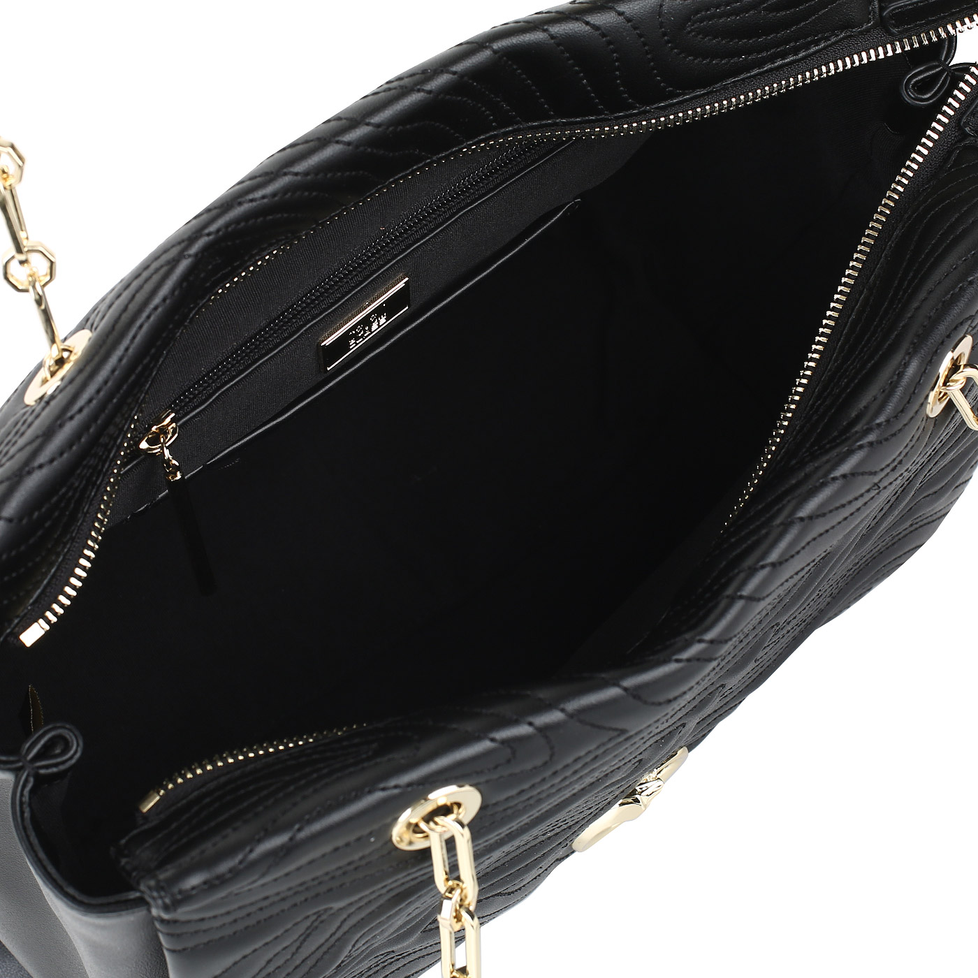 Черная стеганая сумка Cavalli Class Zebra