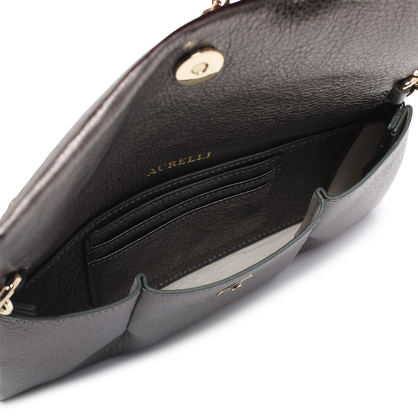 Кожаный клатч с цепочкой Aurelli Soft