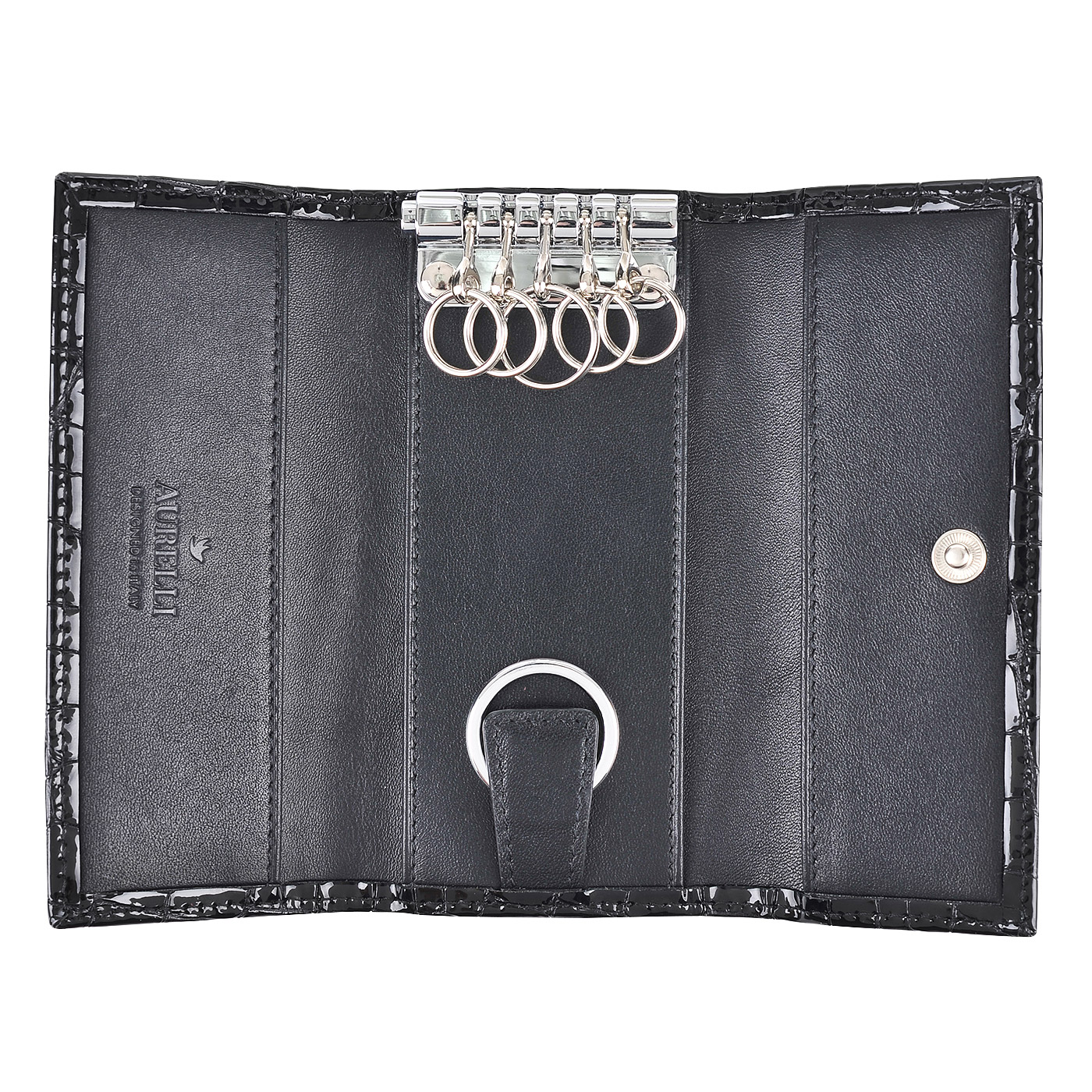 Черная лакированная ключница из кожи Aurelli Divine