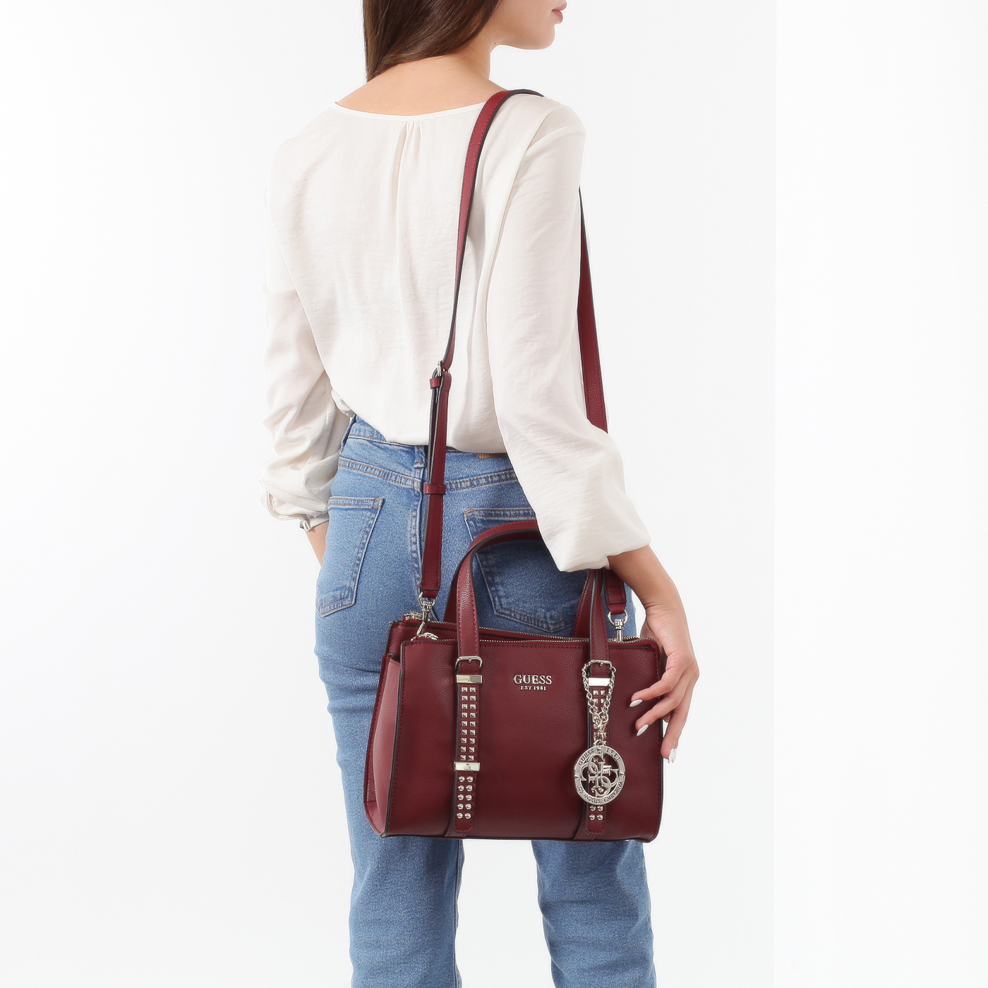 Красная сумка с тремя отделами Guess Eileen