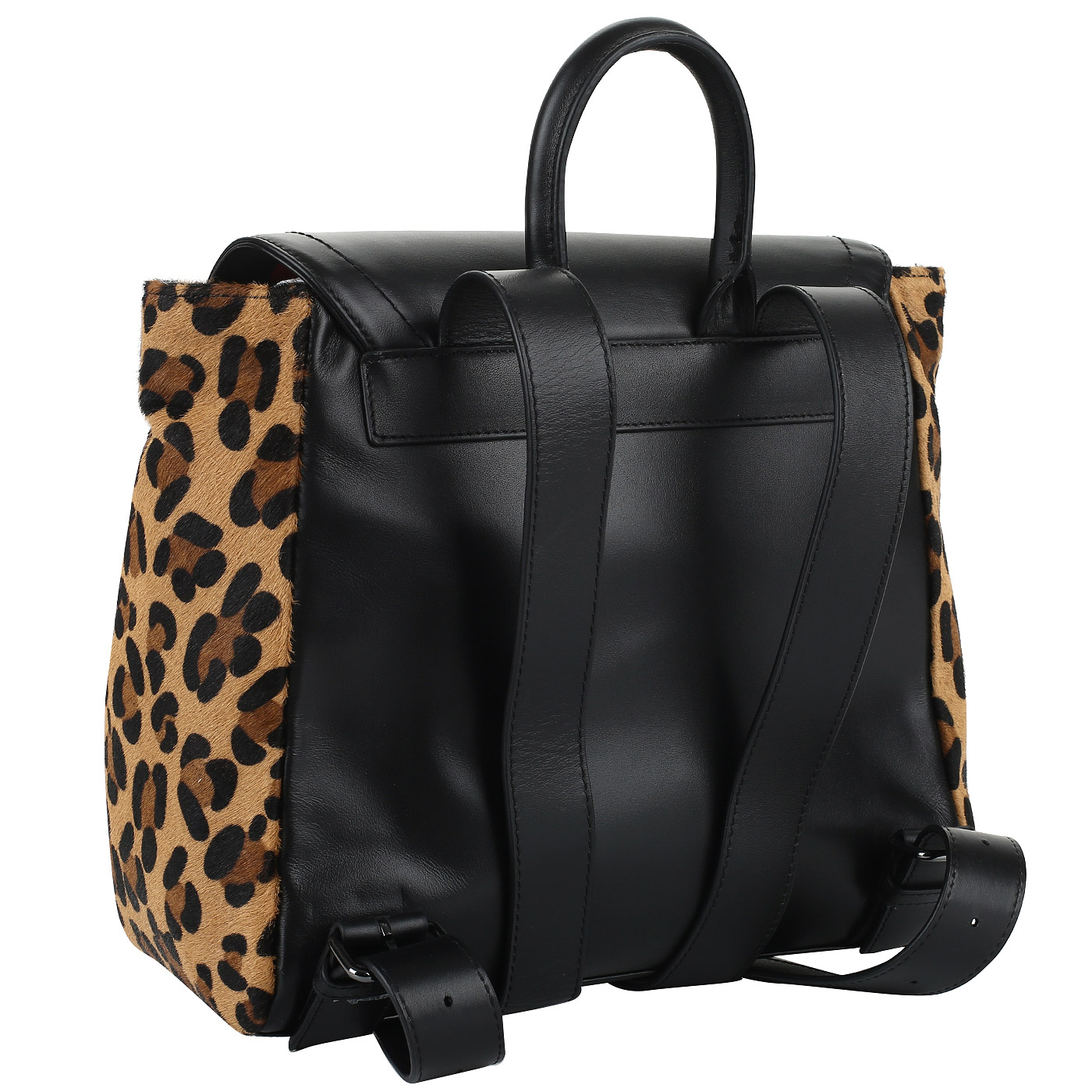 Кожаный рюкзак с откидным клапаном Love Moschino Animal block