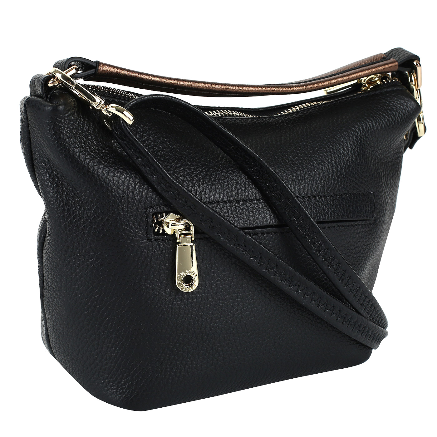 Черная сумочка-хобо из натуральной кожи Chatte Lille