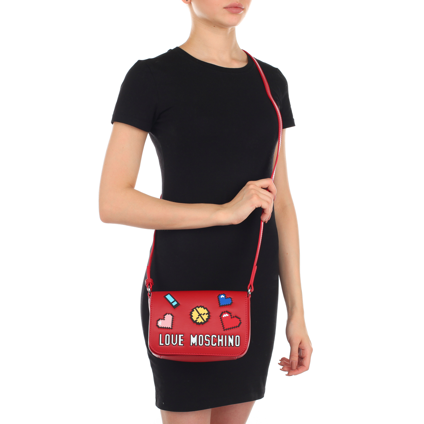 Красная женская сумочка Love Moschino Love Pixel
