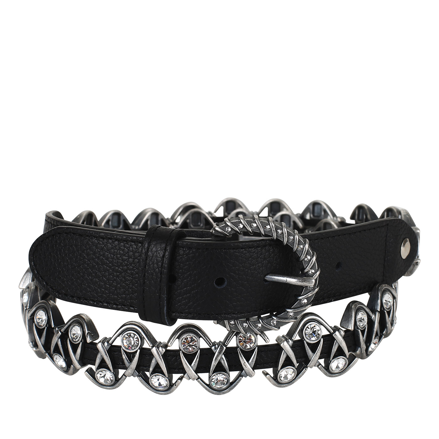 Marina Creazioni Кожаный ремень со стразами