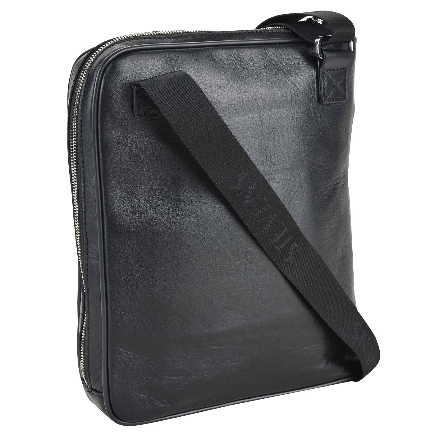 Практичная черная сумка из комбинированной кожи через плечо Stevens 