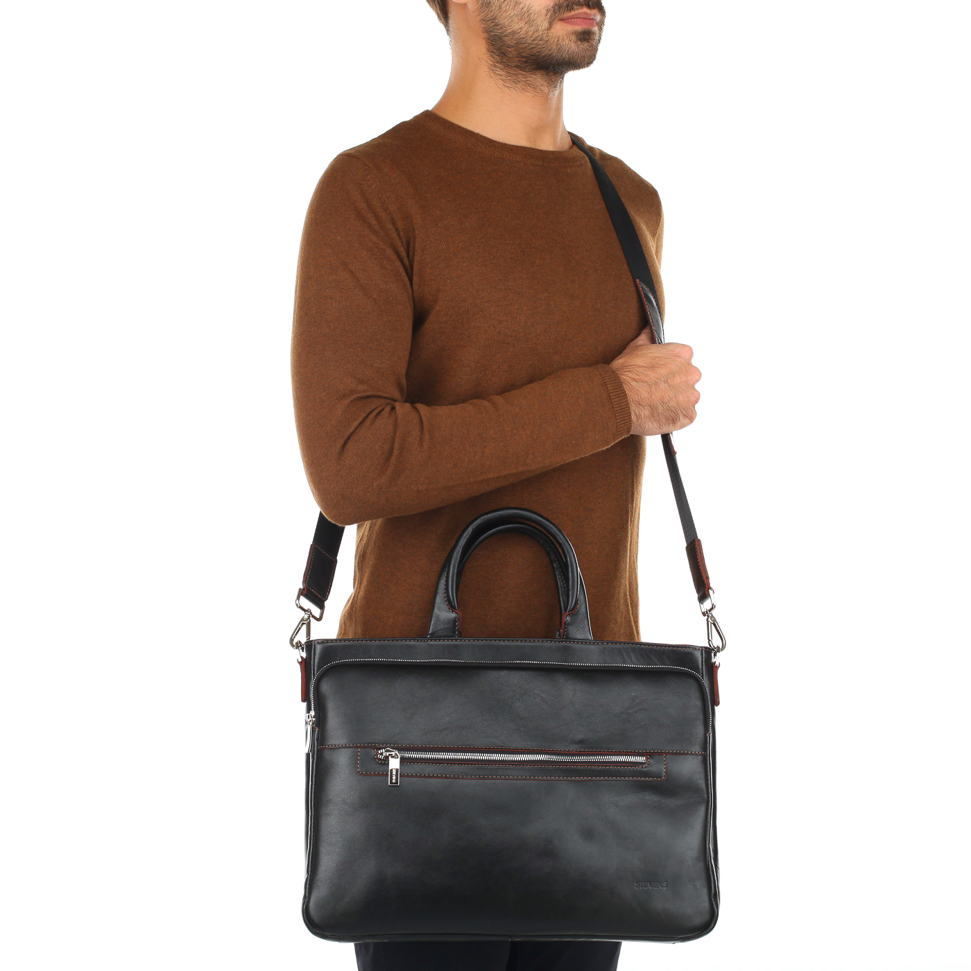 Мужская деловая сумка из натуральной кожи Stevens 