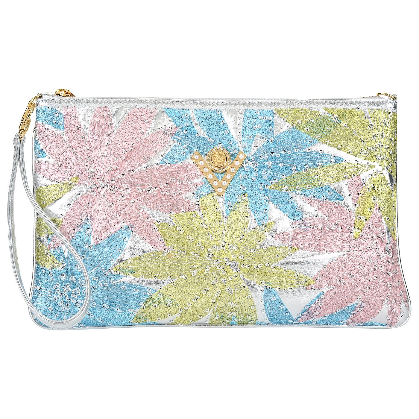 Valentino Orlandi Женская кожаная сумочка с вышивкой