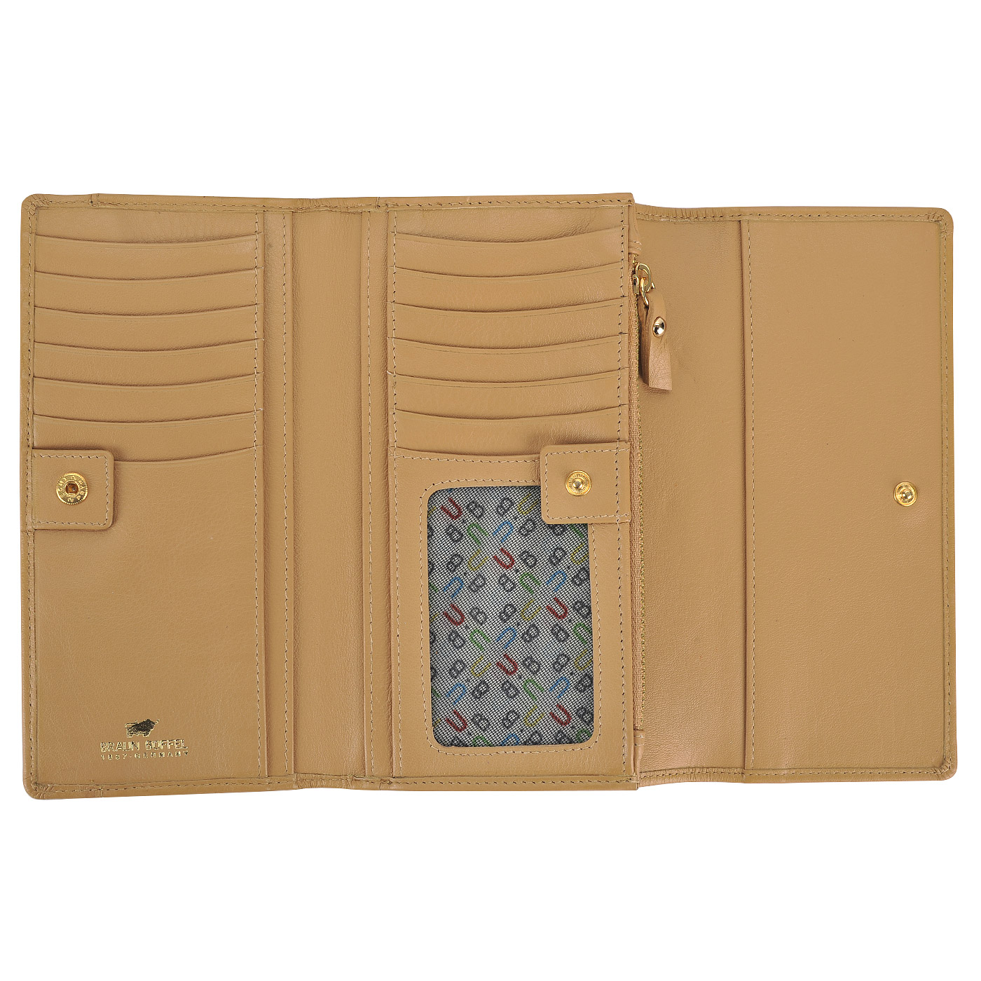 Бежевое кожаное портмоне с откидным клапаном Braun Buffel Miami