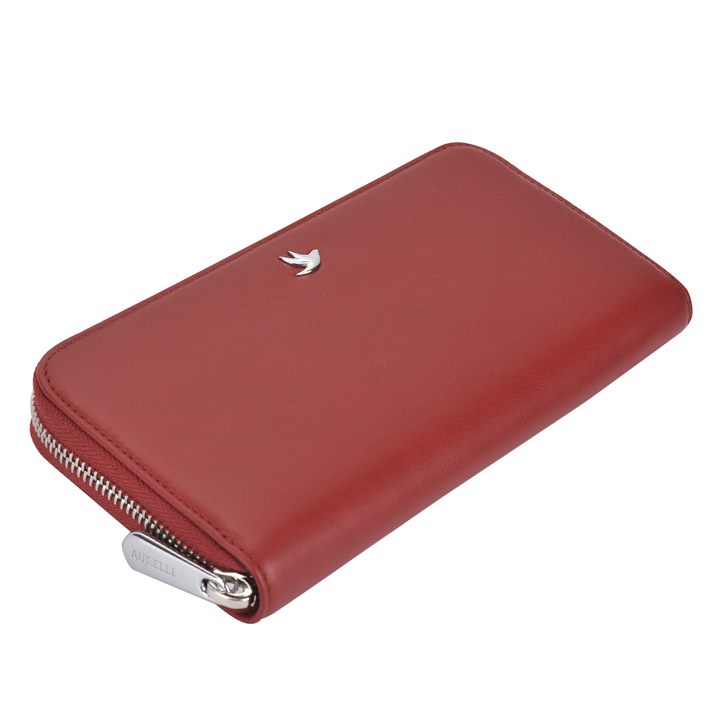 Кожаное портмоне на молнии Aurelli Luna fiore