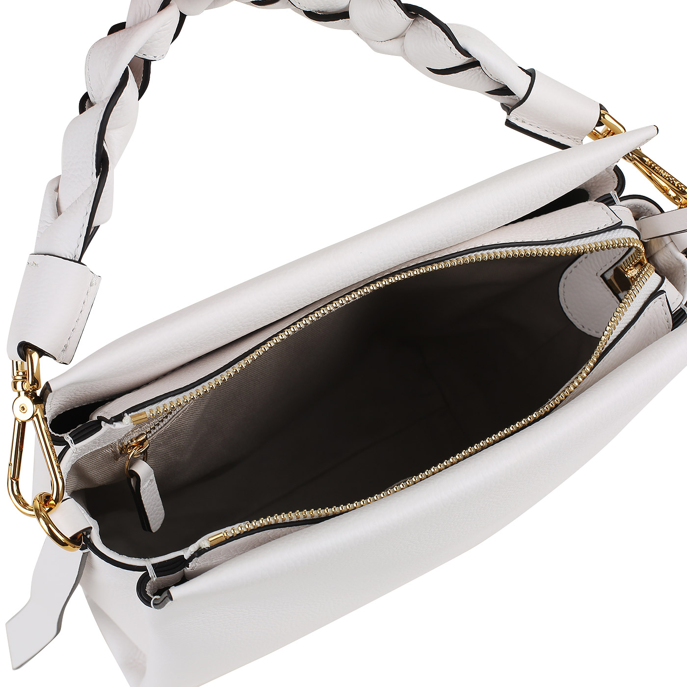 Кожаная сумка с плетеной ручкой Coccinelle Boheme Grana Double