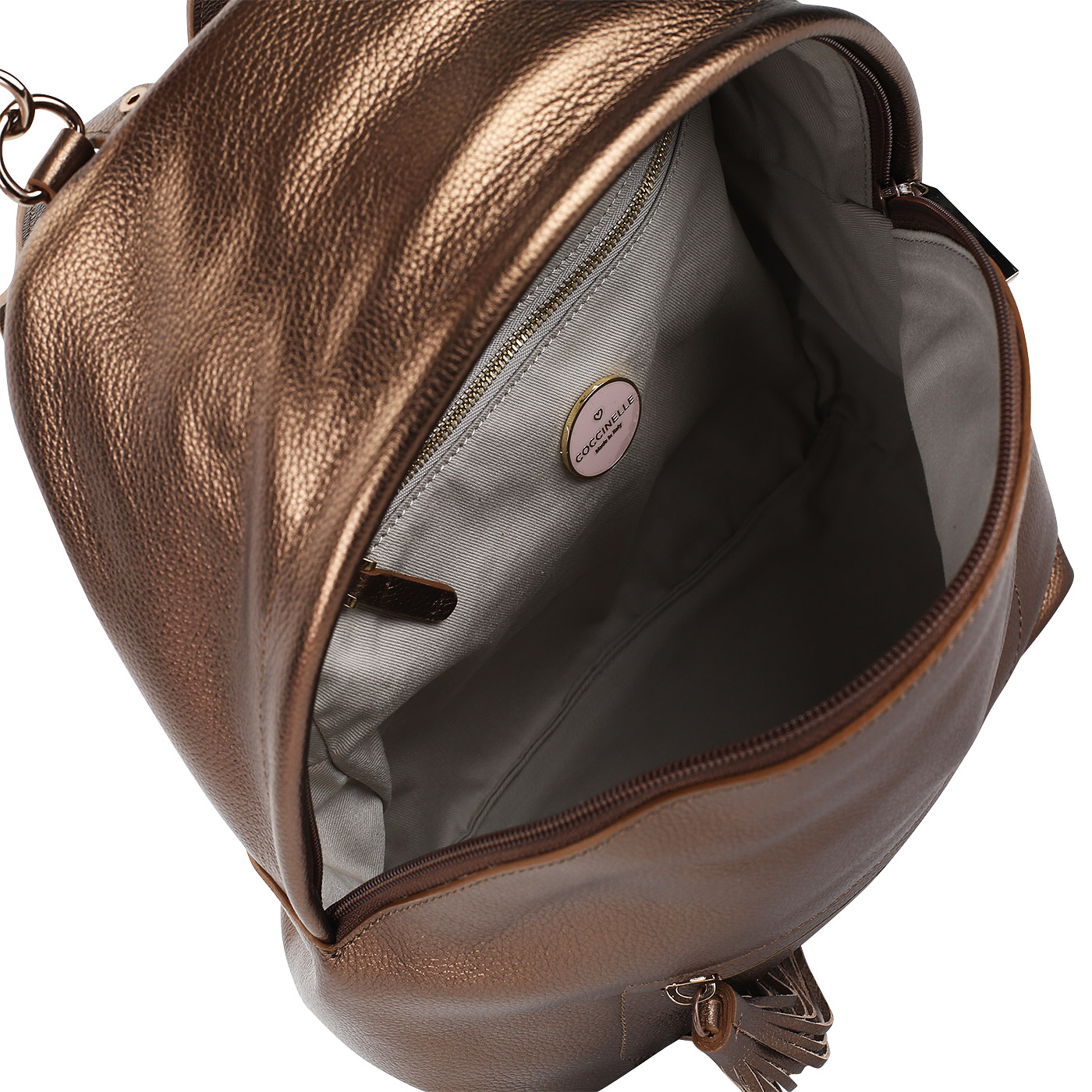Рюкзак из металлизированной кожи Coccinelle Leonie