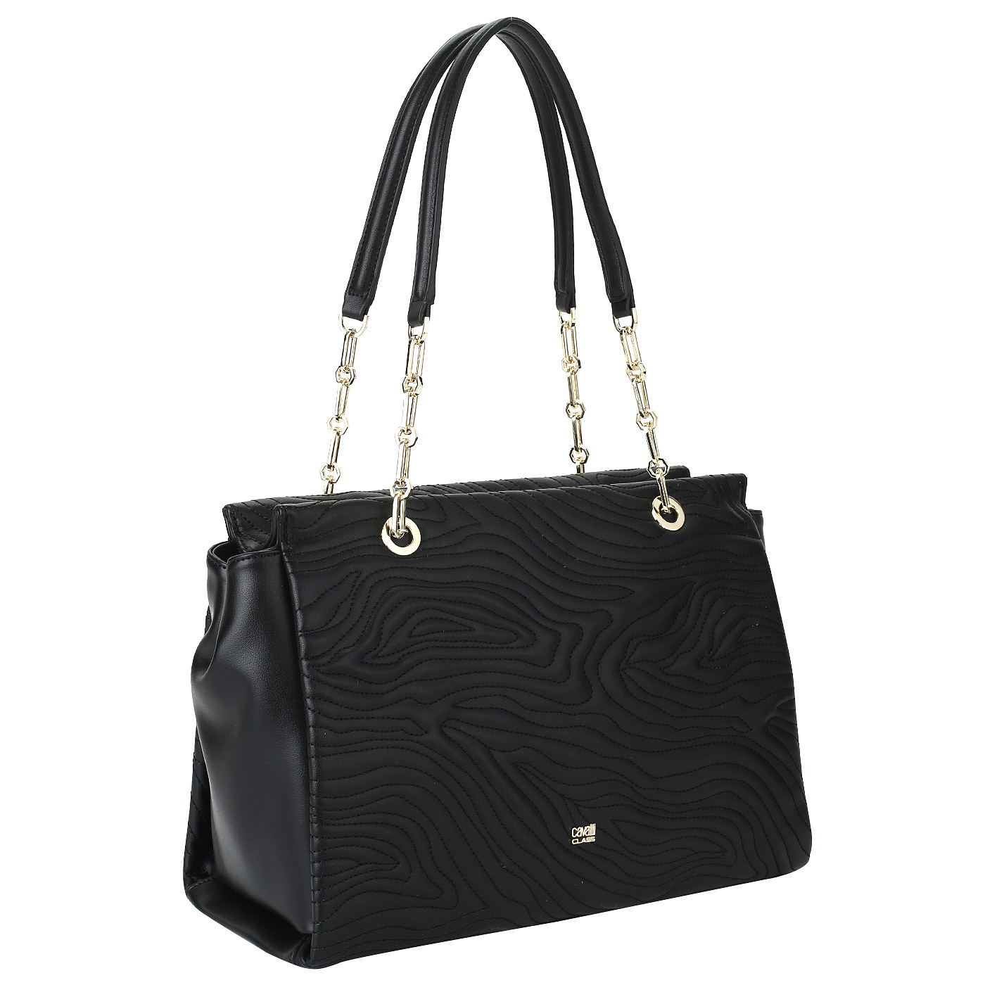 Черная стеганая сумка Cavalli Class Zebra