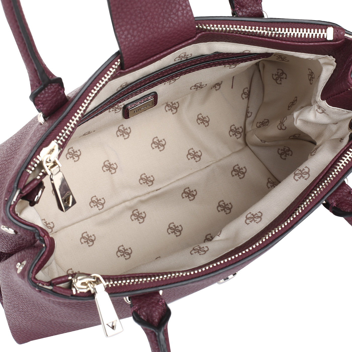 Бордовая сумка с тремя отделами Guess Caroline